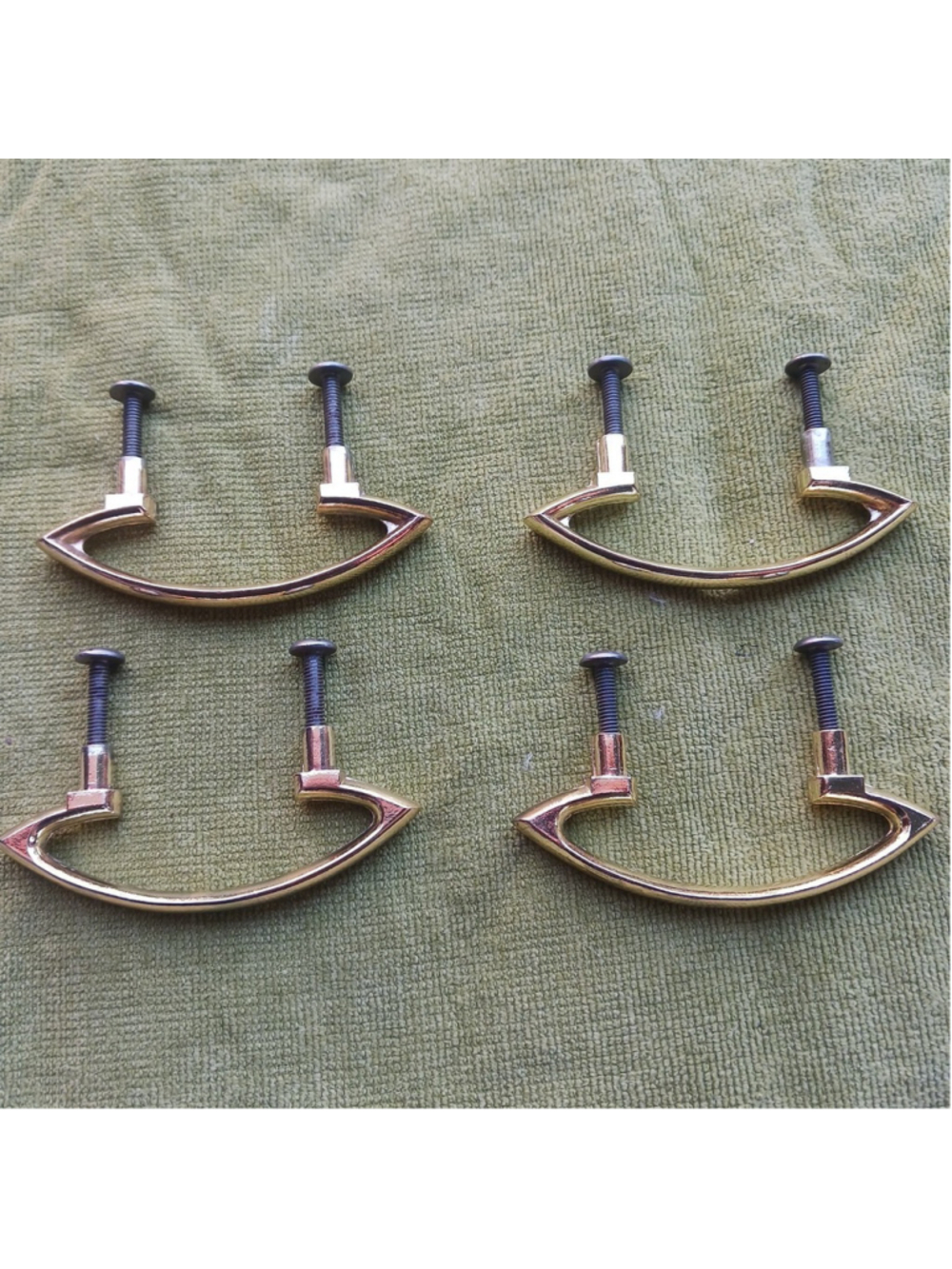 Vintage MCM Drawer Pulls Set Four Gold Handles